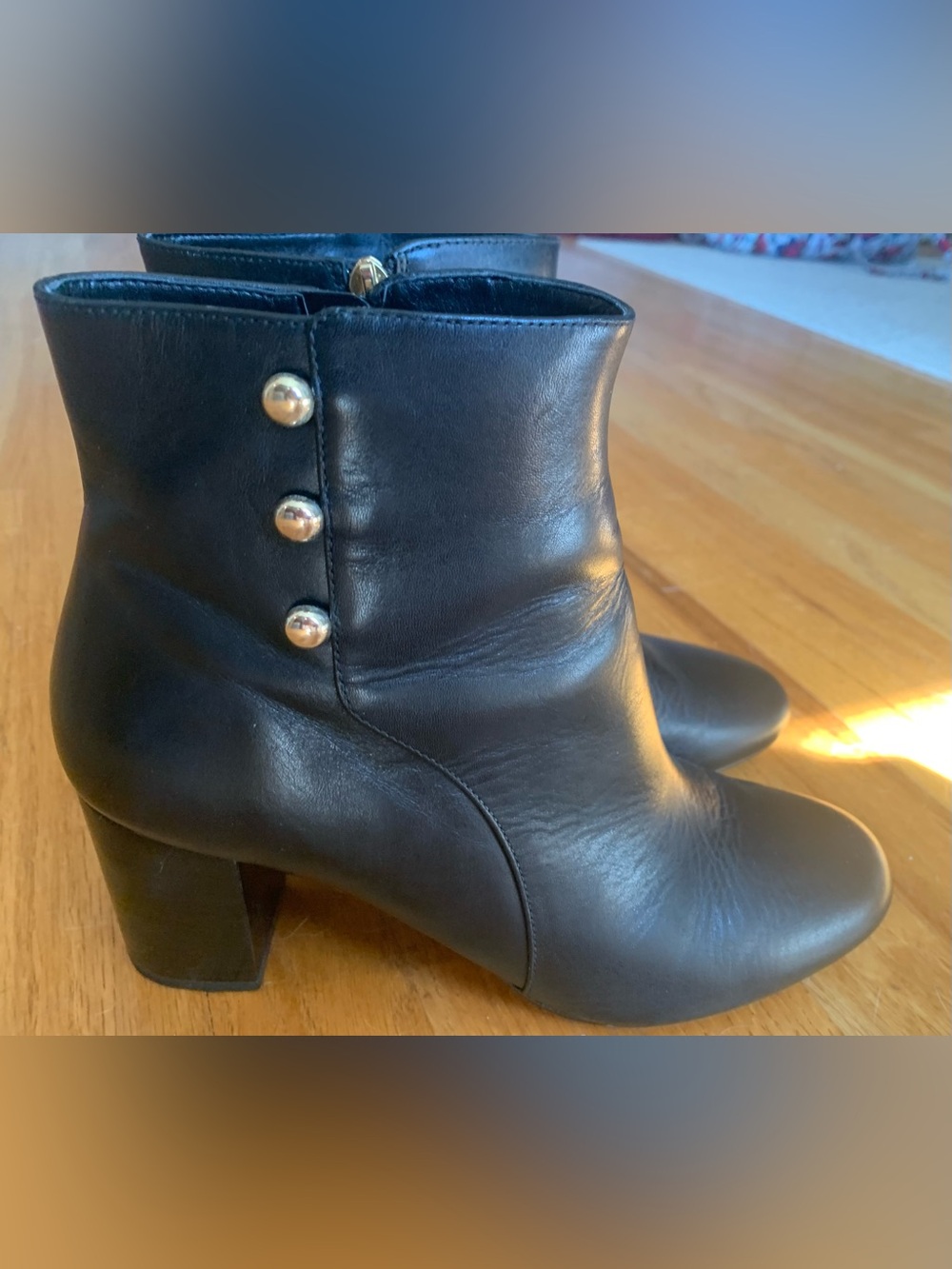 Talbots Stylish Black Leather Women's Ankle Boots with Button Detail 9